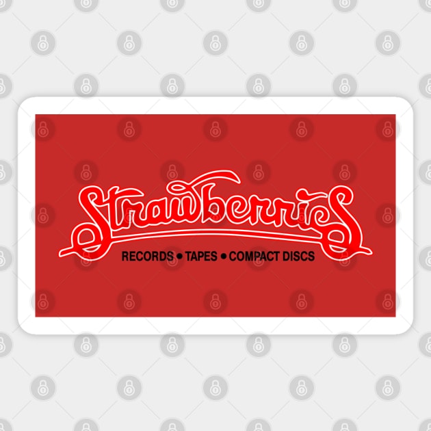 Strawberries Music Retro Store Magnet by carcinojen